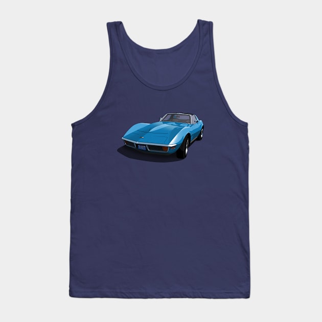 1970 Corvette Stingray in Mulsanne Blue Tank Top by candcretro